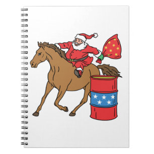 Barrel Racing Christmas Santa on Barrel Horse Notebook