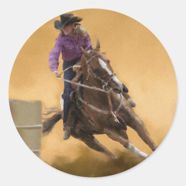 Barrel Racing Classic Round Sticker (Front)