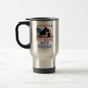 Barrel Racing Dad That's My Girl Out There US Flag Travel Mug