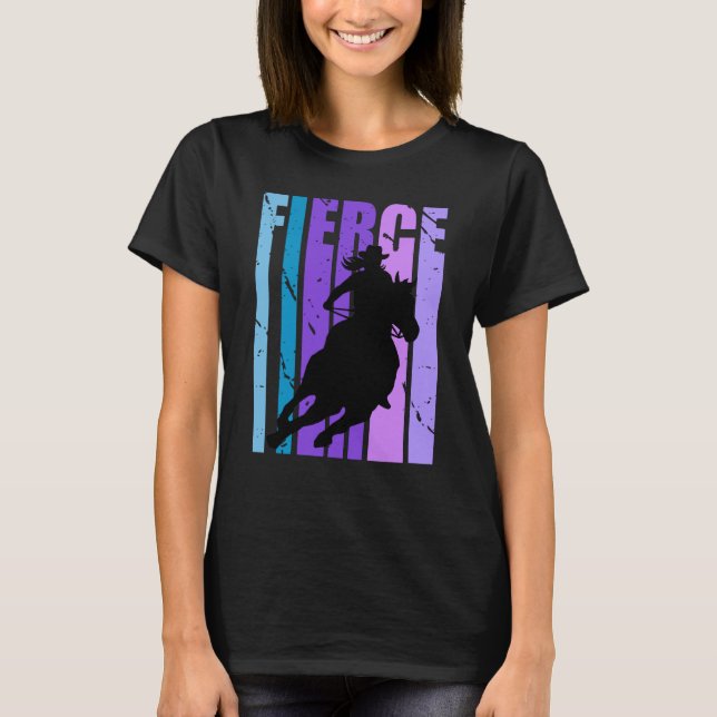 Barrel Racing Fierce Cowgirl Hat Western Theme Pur T-Shirt (Front)