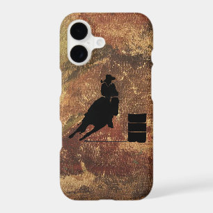 Barrel Racing Girl Silhouette on a Grunge Texture