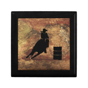 Barrel Racing Girl Silhouette on a Grunge Texture Gift Box
