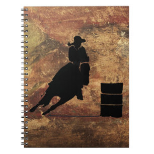 Barrel Racing Girl Silhouette on a Grunge Texture Notebook