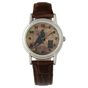 Barrel Racing Girl Silhouette on a Grunge Texture Watch