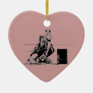 Barrel Racing Horse Ceramic Tree Decoration