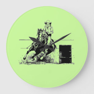 Barrel Racing Horse Large Clock