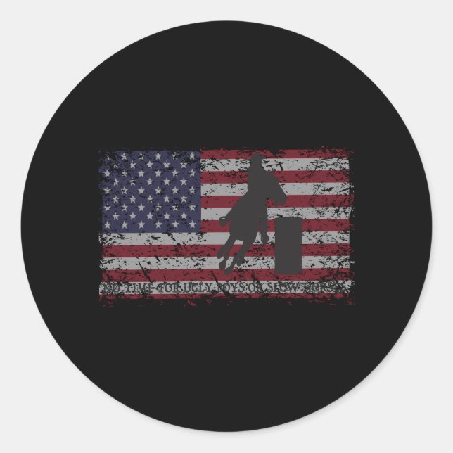 Barrel Racing Horse Racing And Rodeo Classic Round Sticker (Front)