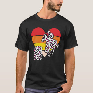 Barrel Racing Leopard Graphic Heart Retro Cowgirl  T-Shirt