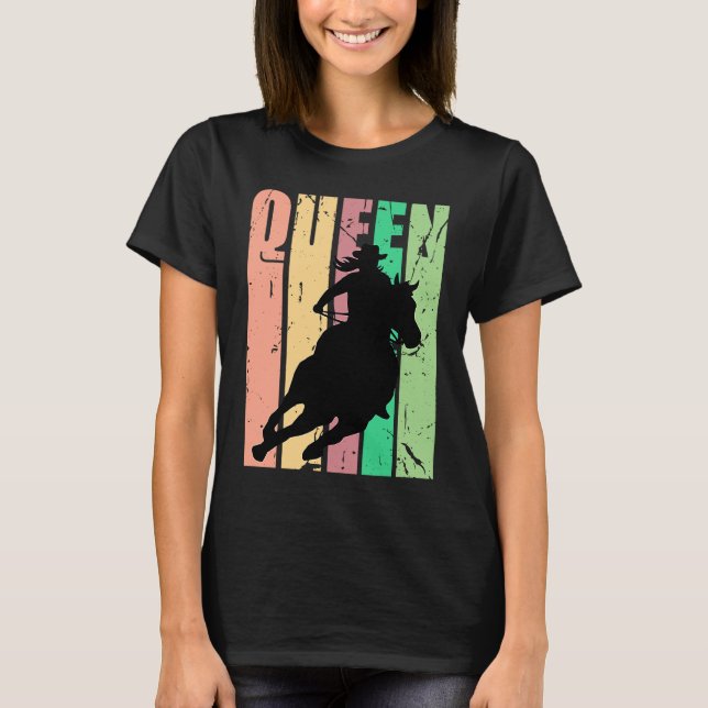 Barrel Racing Queen Rodeo Women Cowgirls Retro Vin T-Shirt (Front)