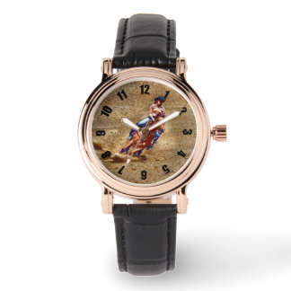 Barrel-Racing Rodeo Cowgirl Design Watch