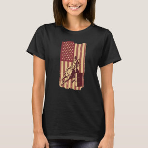 Barrel racing Rodeo Horse Racing USA America Flag T-Shirt