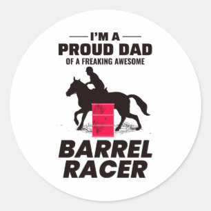 Barrel Racing Rodeo Horse Riding  Funny Classic Round Sticker
