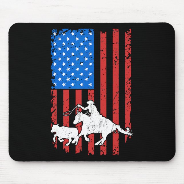 Barrel Racing Roping Rodeo Riding Us Independence  Mouse Pad (Front)