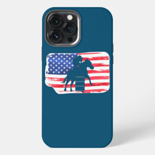 Barrel Racing USA American Flag Barrel Racer iPhone 13 Pro Max Case