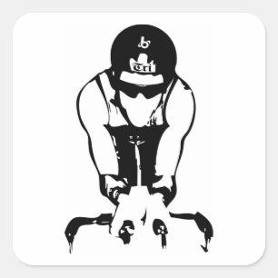 Barrel X Triathlon Biker Guy Square Sticker