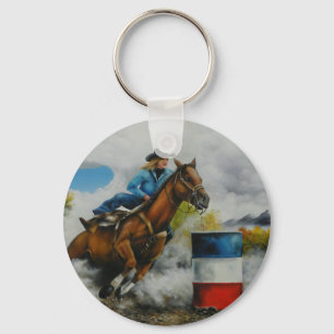 Barrell Racer Painting on Customisable Products Key Ring