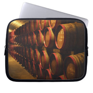 Barrels of Tokaj wine stacked in the Disznoko Laptop Sleeve