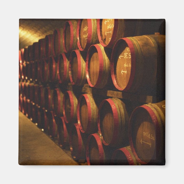 Barrels of Tokaj wine stacked in the Disznoko Magnet (Front)