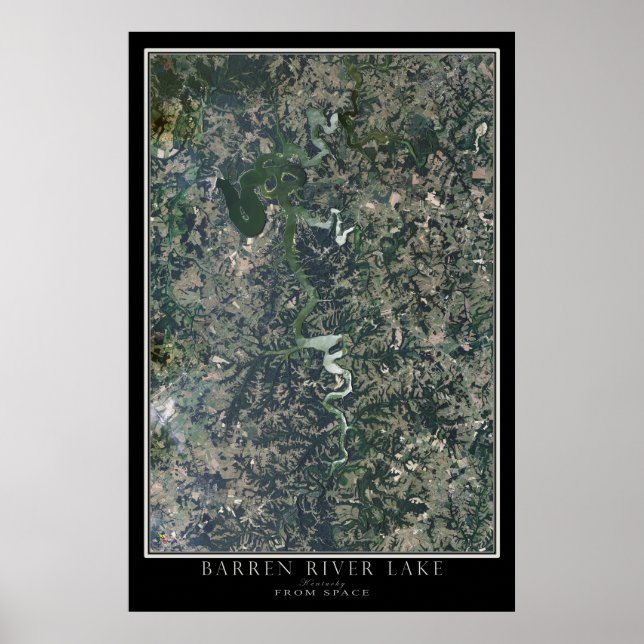 Barren River Lake Kentucky Satellite Poster Map (Front)