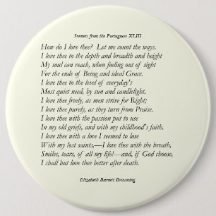 Barrett Browning - Sonnets from the Portuguese 43 6 Cm Round Badge