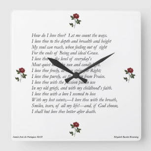 Barrett Browning - Sonnets from the Portuguese 43 Square Wall Clock