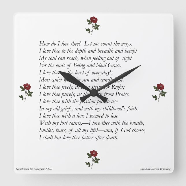 Barrett Browning - Sonnets from the Portuguese 43 Square Wall Clock (Front)