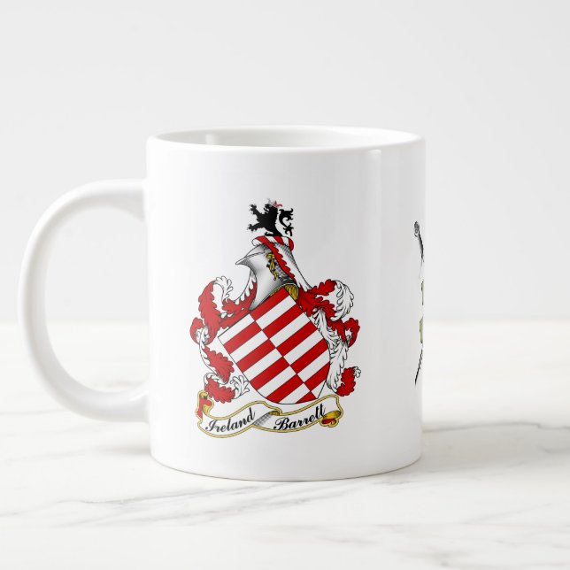 Barrett Irish Coat of Arms Personalised Large Coffee Mug (Left)