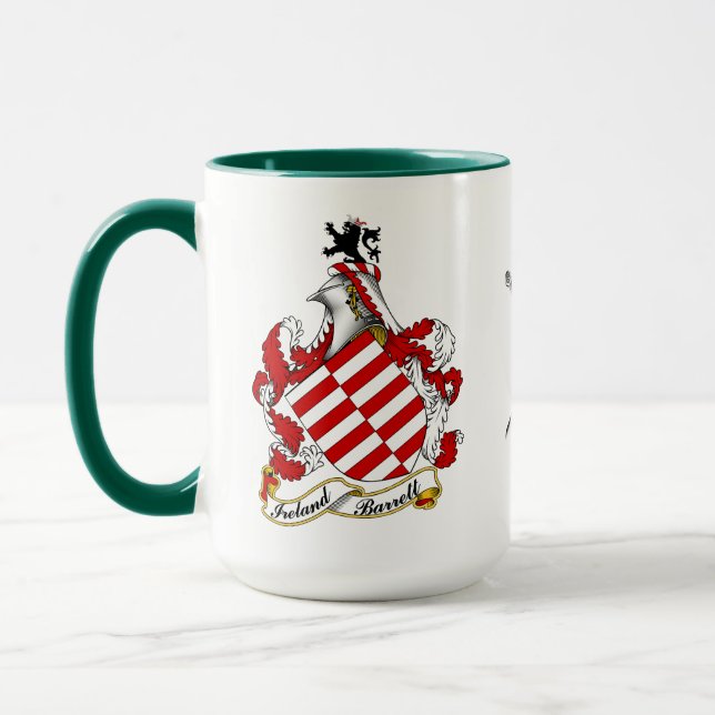 Barrett Irish Coat of Arms Personalised  Mug (Left)