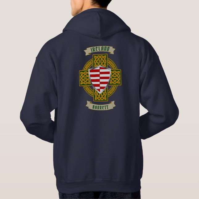Barrett Irish Shield & Celtic Cross Hoodie (Back)