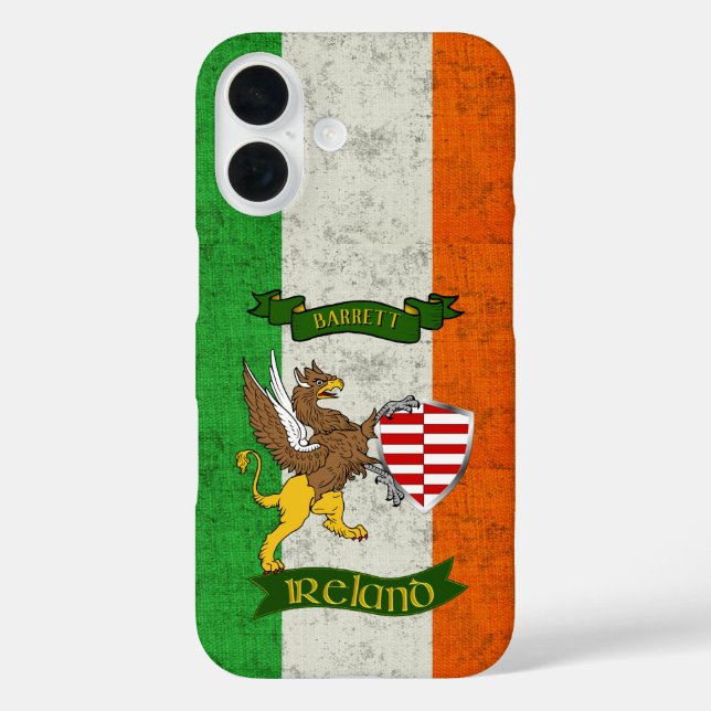 Barrett Irish Shield & Griffin Personalised       Case-Mate iPhone Case (Back)