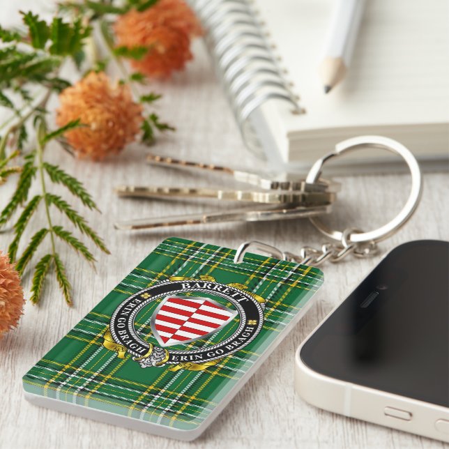Barrett Irish Shield Personalised Rectangle Key Ring (Front Right)