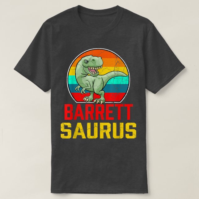 Barrett Saurus Family Reunion Last Name Team Funny T-Shirt (Design Front)