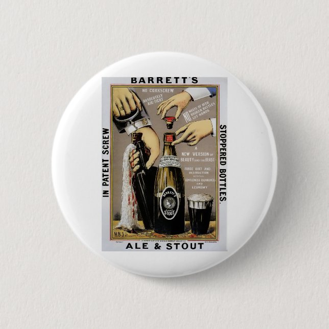 Barretts Ale & Stout 6 Cm Round Badge (Front)