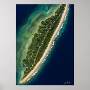 Barrier Island Mangrove Lagoon Satellite View Poster