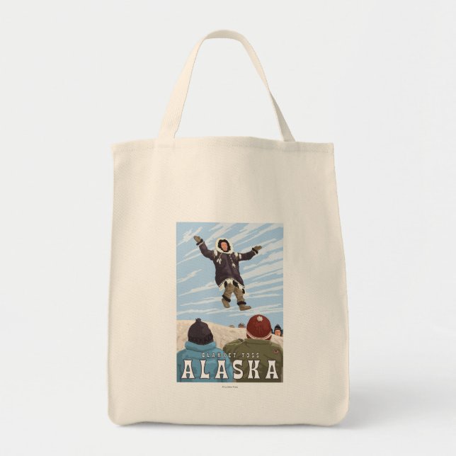 Barrow, Alaska Blanket Toss Vintage Travel Tote Bag (Front)