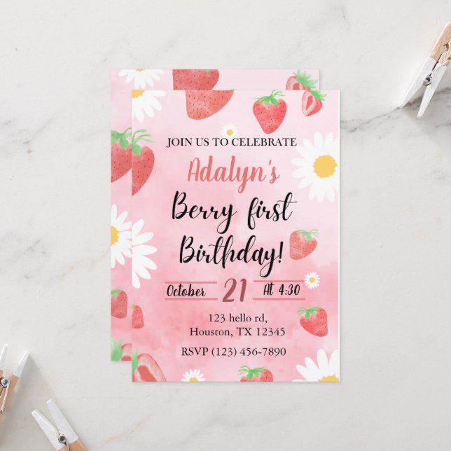 Barry first birthday  invitation (Front/Back In Situ)