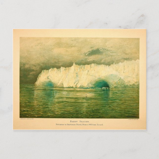 Barry Glacier Alaska vintage Prince William Sound Postcard (Front)