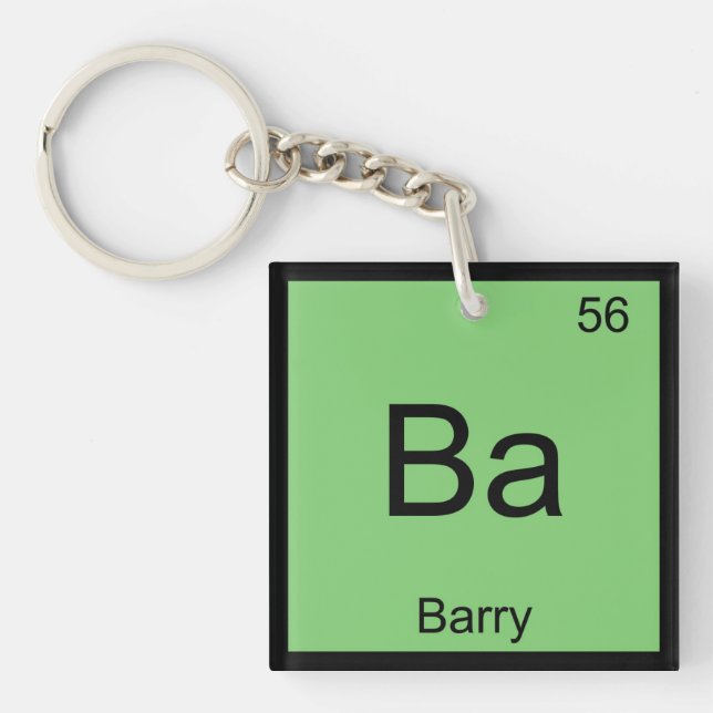 Barry Name Chemistry Element Periodic Table Key Ring (Front)