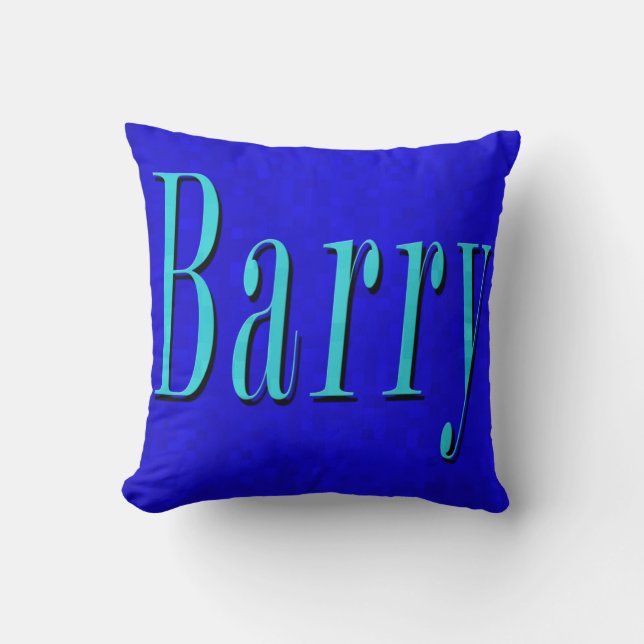 Barry, Name Logo On Blue Mosaic, Cushion (Front)