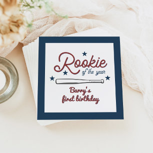 BARRY Rookie of the Year Baseball 1st Birthday Napkin
