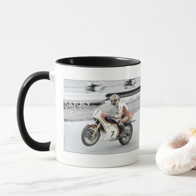 Barry Sheene 2, the hand tinted version Mug (With Donut)