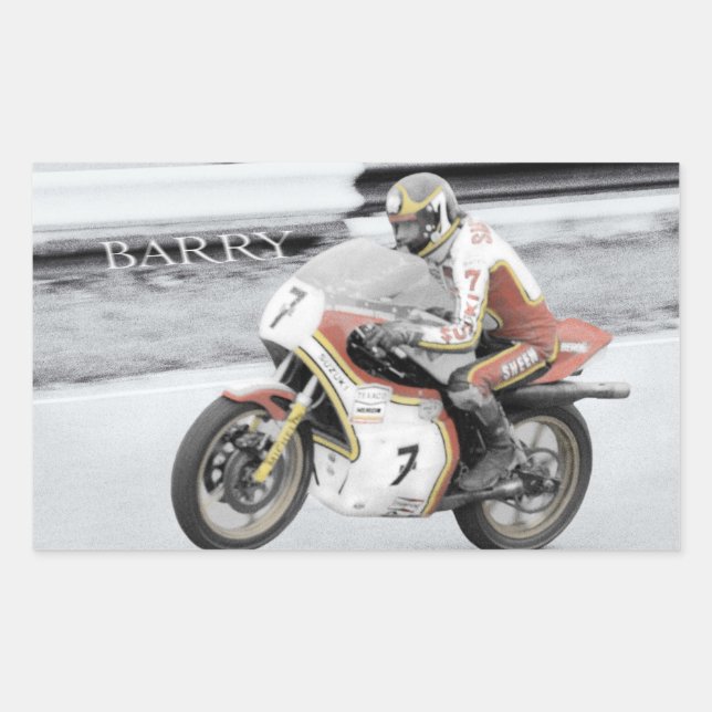 Barry Sheene 2, the hand tinted version Rectangular Sticker (Front)