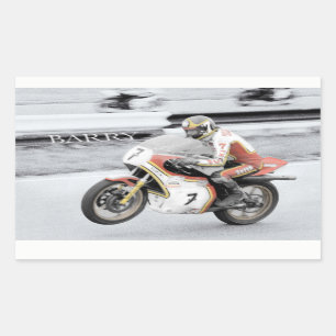 Barry Sheene 2, the hand tinted version Rectangular Sticker