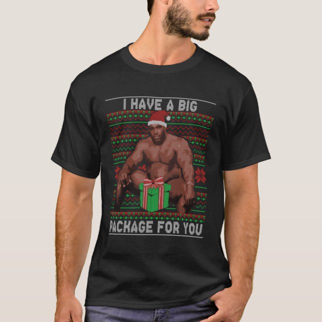 Barry Sitting On A Bed Big Package Ugly Christmas  T-Shirt (Front)