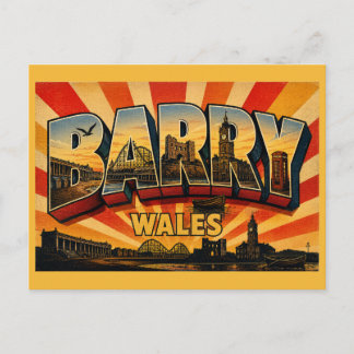 Barry Wales Seaside Town Vintage Travel Art Postcard