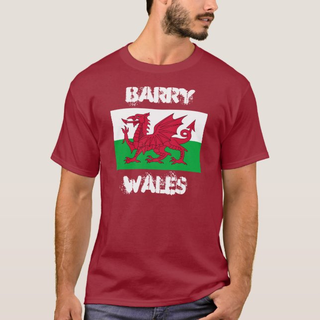 Barry, Wales with Welsh flag T-Shirt (Front)