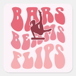 Bars, Beams, and Flips - Gymnastics Square Sticker