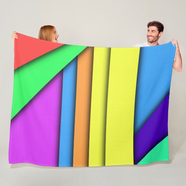 Bars of Colour Fleece Blanket (In Situ)