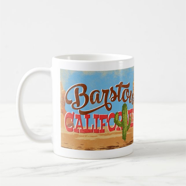 Barstow California Cartoon Desert Retro Travel Coffee Mug (Left)