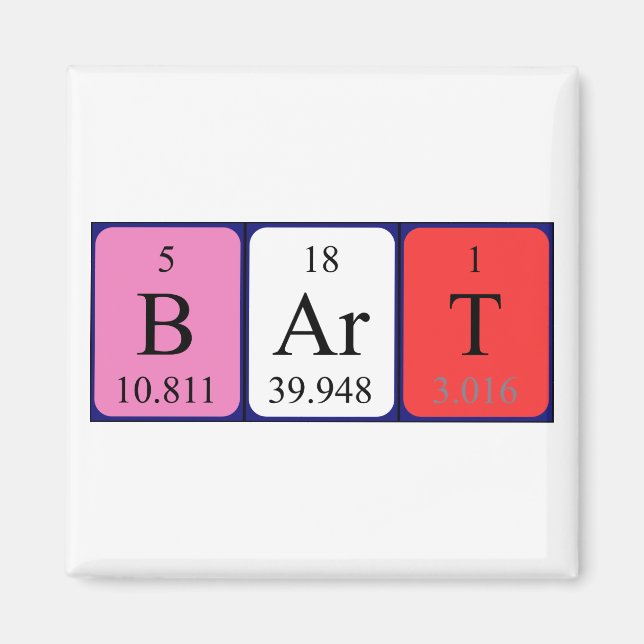 Bart periodic table name magnet (Front)